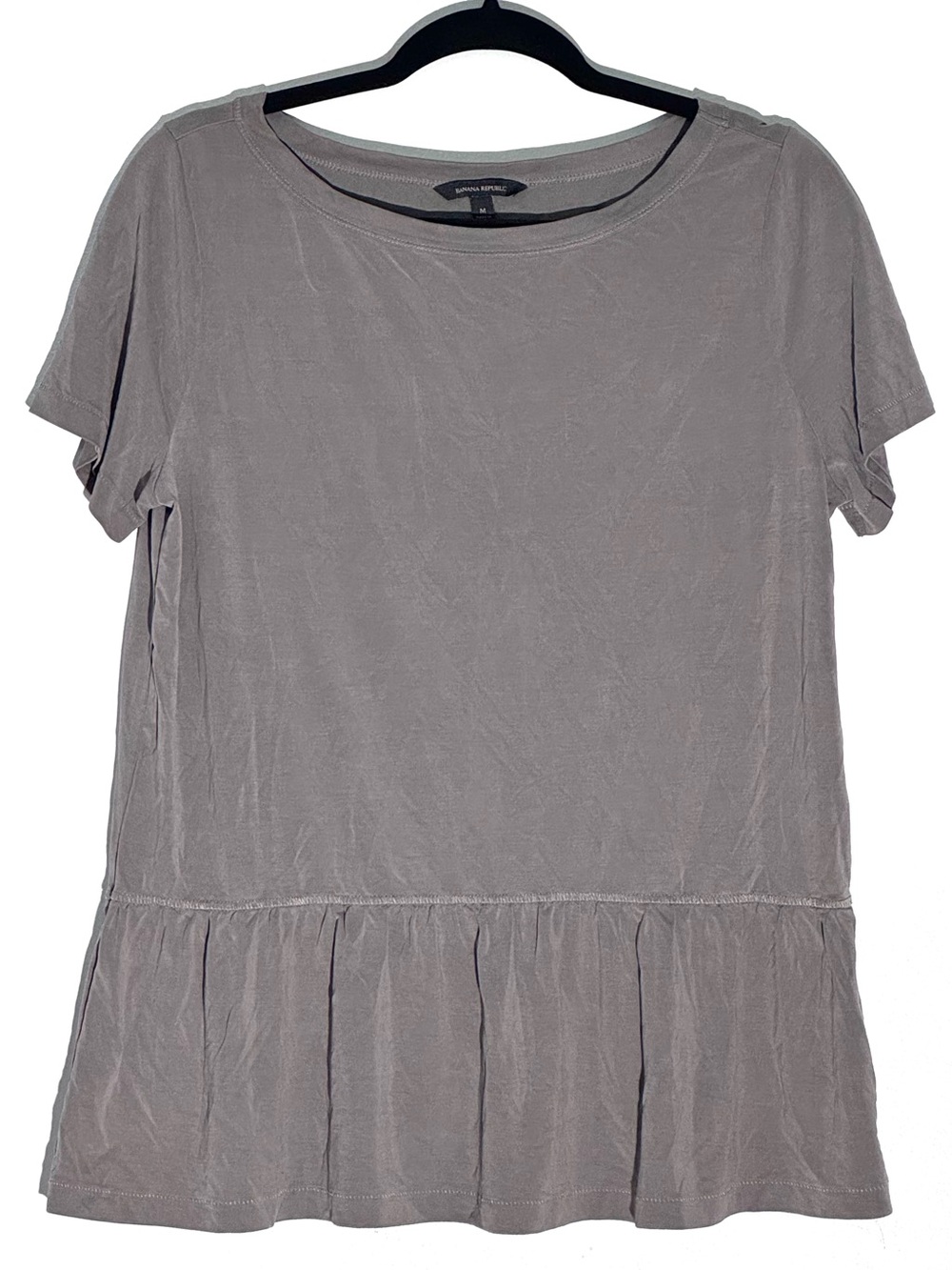 Banana Republic Gray Boxy Peplum Top Short Sleeve Minimalist Blouse